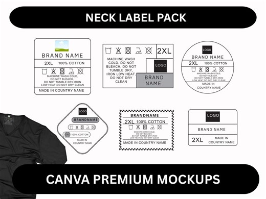 Editable Clothing Tag Bundle, T-shirt Neck Label Tag, DIY Garment Care Tag, Custom Clothing Tags, Washing Instructions, Canva Template - Etsy