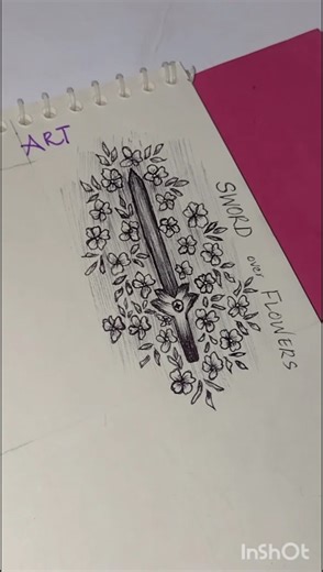 How to draw a sword with flowers #youtubeshorts #subscribemychannel #drawing #swordartonline #flower