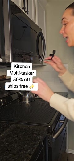 If you have a glass top stove and want to protect it and make it more functional, this silicone stove mat is such a smart find. It lays right on top of your stove to cover scratches, stains, and imperfections, instantly making it look cleaner and more finished. But it doesn’t stop there — this mat is heat resistant, so it’s perfect for setting hot plates or pans on, using as a prep station, or even extending your counter space when you need it. I also love using it as a dish-drying mat — it catc