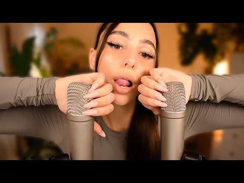 ASMR wet Mouth Sounds 👄 with soft bare Mic Scratching 🎙️ No Talking 🤫