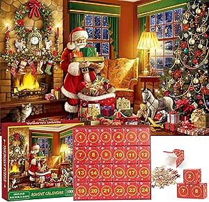 Advent Calendar 2024 Christmas Jigsaw Puzzles - Santa's House 1008 Pieces 24 Days Countdown to Christmas Calendar Puzzle Gift for Adults Teens Kids (27.5 in x 19.7 in)