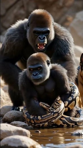 Gorilla vs Python Battle Caught on Camera | German Shepherd Joins Dramatic Wildlife Rescue