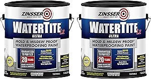Zinsser 270267-2PK WaterTite LX Ultra Waterproofing Paint, Gallon, White, 2 Pack