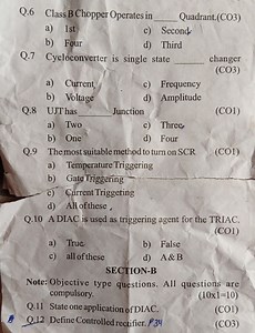Q. 6 Class B Chopper Operates in \text{ } Quadrant.(CO3)a) 1s... | Filo