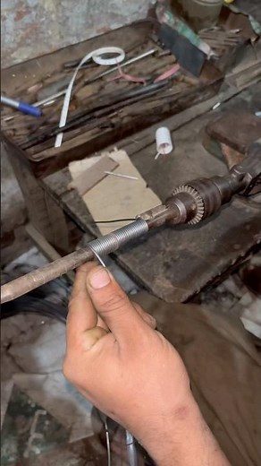 Simple Iron Spring Making on Drill Machine | Easy DIY Spring Craft #shorts