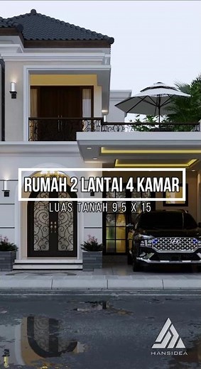Desain Rumah 2 Lantai 4Kamar Tanah 9.5 x 15 Dapatkan Denah+Tampak 3D + RAB Lengkap KLIK LINK BIO