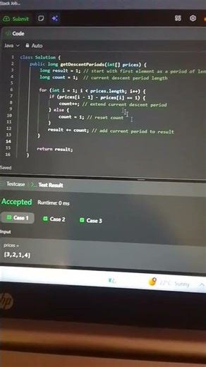 Leetcode Daily Question| 2110 Number of Smooth Decent Periods of Stock #leetcode #dailyproblem #java