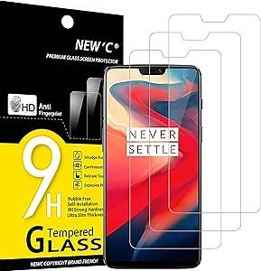 NEW'C 3 Pack Designed for OnePlus 6 Screen Protector Tempered Glass, Anti Scratch, Bubble Free, Ultra Resistant