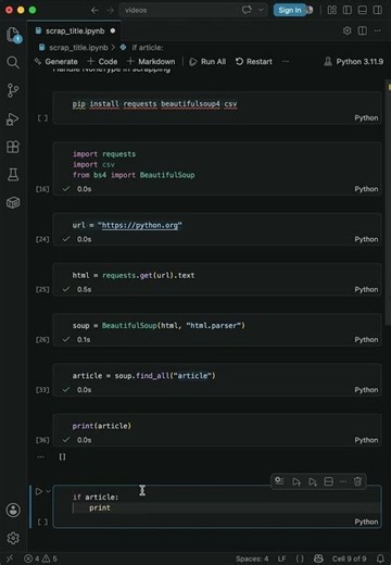 Fix Element Not Found in BeautifulSoup 🐍 | Python Web Scraping #shorts