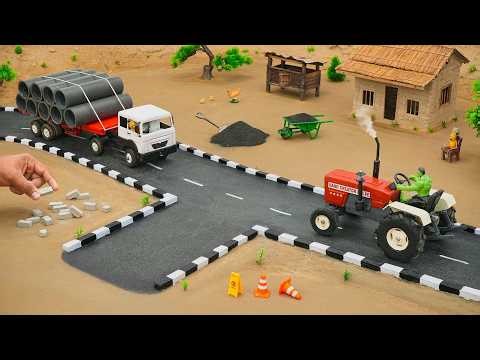DIY Mini Tractor Road Construction | Brick Work | Village Road Project ‪@sanocreator‬