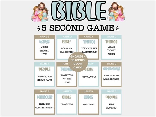 Bible 5 Second Game, Bible Think Fast Game, Bible Game for Kids Teens Adults, Sunday School Youth Group Game, Church Icebreaker Activity - Etsy