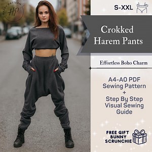 Crooked Harem Pants PDF Pattern, Loose Fit Baggy Trousers Sewing Guide,a4/a0 Digital Download - Etsy