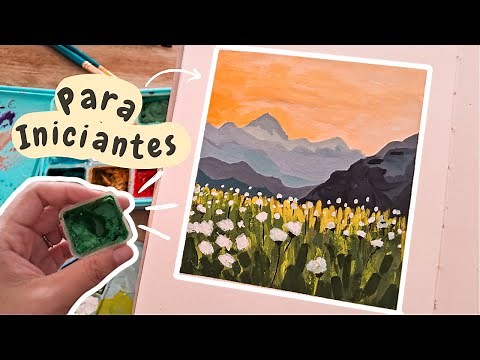 COMO PINTAR UMA PAISAGEM COM GUACHE |Tutorial de pintura com tinta guache para iniciantes