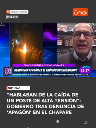 #Nacional | El ministro de la Presidencia, José Luis Lupo, afirmó que no tiene información directa sobre el 'apagón' reportado en el Chapare. La autoridad indicó que se hablaba de la caída de un poste de alta tensión, aunque aclaró que aún no existe un informe oficial completo. El corte de energía generó tensión luego de que sectores cocaleros denunciaran una supuesta intervención para capturar a Evo Morales. ▶️Más información en: www.reduno.com.bo #RedUno #RedUnoDigital #Notivisión #Noticias #V