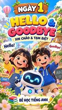 🌈 Bé Học Tiếng Anh Ngày 1 | Hello – Xin Chào & Goodbye – Tạm Biệt | Hoạt Hình 3D Vui Nhộn