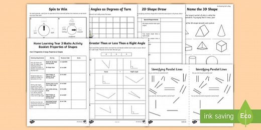 Year 3 Properties of Shapes Learning from Home Maths Activity Pack
