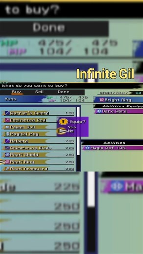 Cheat Code Final Fantasy X International (NTSC-J) - Infinite Gil (PCSX2)