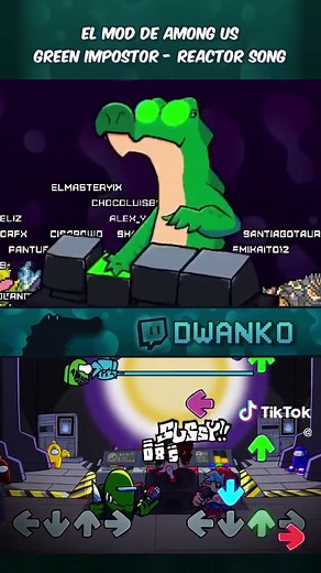 Jugando mod de Friday Night Funkin con Among Us! Tocando Reactor Song con el Impostor Verde!