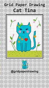 How to draw a whimsical cat on grid paper