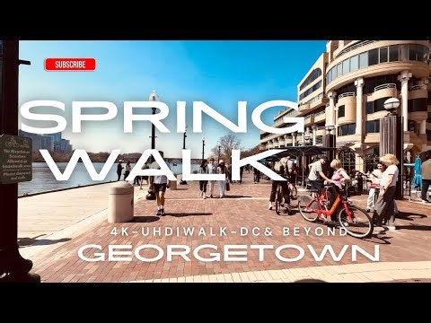 Spring Walk in DC 🌸 Foggy Bottom to Georgetown Waterfront | Relaxing Silent Walking Tour (4K)