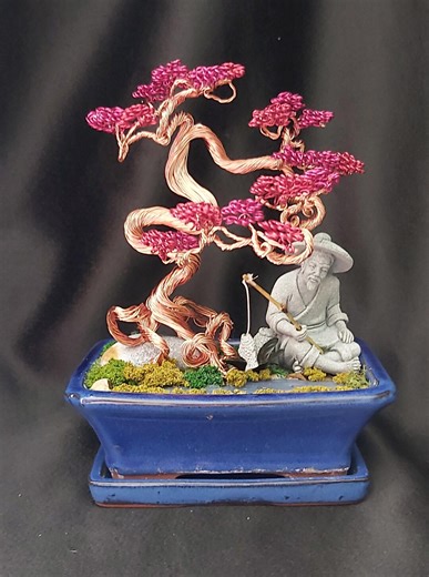 Hand Crafted Aluminium Wire Bonsai Tree Sculpture With Mud Man - Etsy