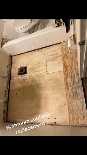 Bathroom subfloor replacement 💪🏽 #fyp #handyman #subfloor