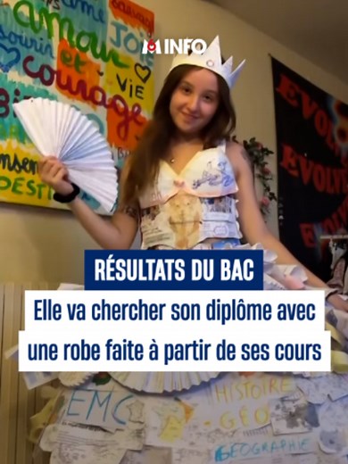 Tout grand évènement mérite de se mettre sur son 31. Cette lycéenne a donc décidé d'aller chercher son diplôme du baccalauréat en robe entièrement fabriquée à partir de ses cours. #sinformersurtiktok #m6info #actu #info #pourtoi