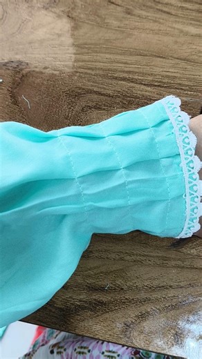 Stylish Sleeve Design Tutorial|Easy Smocking+Lace Sleeve✅ #shorts#tips#sewing#sewingtip#aizadesigner