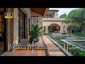 A Modern Mediterranean Dream Home with Stucco Stone Walls, Wood Accents & Natural Courtyard Retreats
