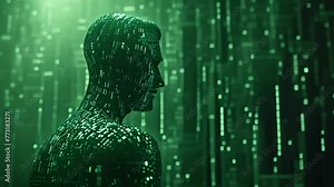 Virtual Veins: Matrix Code Human Composition. Generative ai Stock Video