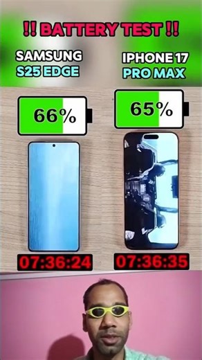 iphone 17 pro max vs Samsung S25 edge battery test!!