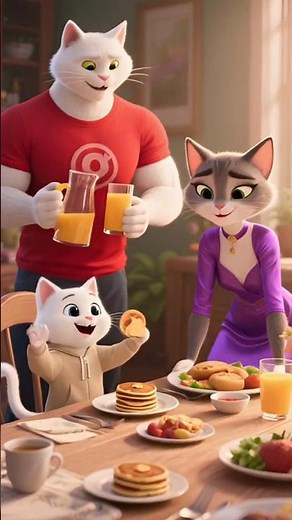 🐱 Happy Cat Family Day – Eating, Playing & Loving Together!