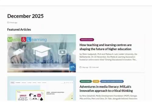 📣 The December edition of the Media & Learning newsletter is out! 📰 This month’s issue brings a rich collection of insightful articles on the future of higher education, media literacy, and the evolving role of AI in learning, along with updates and opportunities from across our network. Dive in to read: • How teaching and learning centres are shaping the future of higher education by Shirin Izadpanah (MLA) and Melissa A., Leiden University, the Netherlands • Adventures in media literacy: MilL