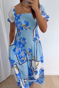 The Tuscan Sun Dress can be worn both on and off the shoulders, though we love it up. Pockets, a pretty neckline and a lovely fabric, it drops and drapes beautifully. And even though it has elastic on the arms, it’s not tight x x Shop HERE: vineapparel.com/products/tuscan-sun-dress-sky-blue-floral Kym wears an 8 and is 175cm x | Vine Apparel