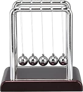 Metal Balance Ball Pendulum Toy for Stress Relief Science Office Desktop Decoration Game Accessory Wine Red Bottom