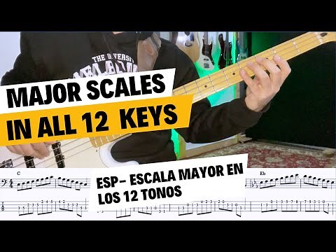 Major Scales in all 12 Keys for Bass - lesson for beginners