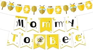 NICROLANDEE Bee and Honey Baby Shower Banner Mommy To Bee Paper Garland for Bumble Bee Gender Reveal Party Bumblebee Themed Baby Shower Decoration