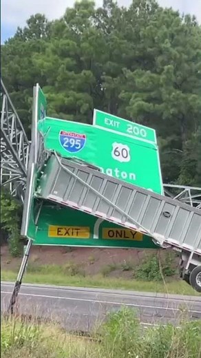 Truck that smashed into I-64 road sign in Virginia taken down