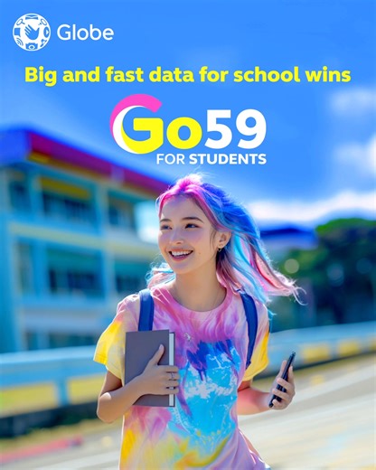 Need data for school?  Go for Go59 for Students. Get 5GB for all sites, 1GB FREE 5G data, 1GB for GoLEARN & WORK apps, and unli all-net texts, all valid for 3 days. Load via GCash, by texting GO59FORSTUDENTS to 8080, or at sari-sari stores. #GoForwardTogether | Globe Telecom | Facebook