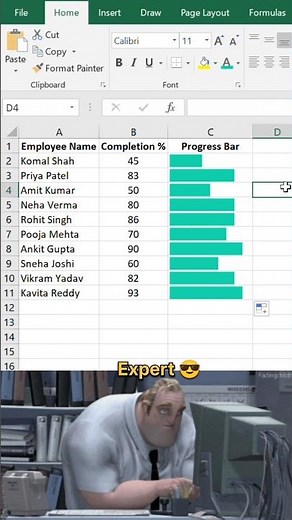 Create Progress Bar in Excel 😲Make Excel Look Advanced#excel #exceltips #exceltricks #progressbar