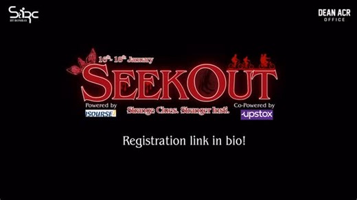 Student Alumni Relations Cell on Instagram: "Get ready, Insti - the Upside Down is closer than you think⚡ SeekOut: Insti’s Ultimate Crypt Hunt 🔍 Stranger Clues. Stranger Insti. Think you know IITB inside out? Think again. Glitchy trails, twisted paths and clues that hit different. Squad up and survive the hunt from 16th-18th January🔥 Registrations opening soon. Enter if you dare. #sarc #strangerthings #iitbombay #treasurehunt #iit"