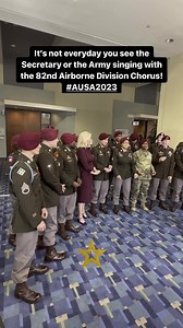 1.7M views · 74K reactions | It’s not everyday you see the Secretary of the Army singing with the 82nd Airborne Division All American Chorus! #AUSA2023 #BeAllYouCanBe U.S. Army | U.S. Army Western Hemisphere Command (USAWHC) | Facebook