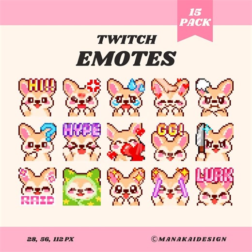 Chibi Fennec Fox Twitch Emotes (15 Pack), Animal Pixel Discord Emoji – Funny Emotes Bundle - Etsy
