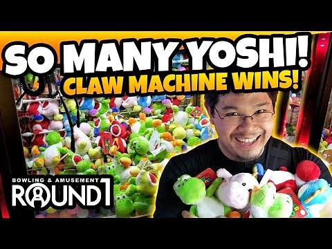 So many Yoshi! Playing at the Round 1 Arcade Claw Machine Tips!