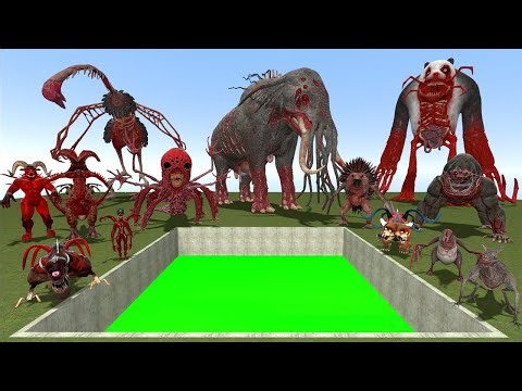 Spartan Kicking Zoochosis Mutant Animals Panda Ostrich Elephant Giraffe in Toxic Hole Garry's Mod