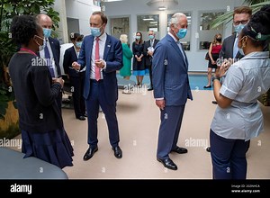 Health Secretary Matt Hancock and Prince Charles meeting NHS staff during a visit to Chelsea and Westminster Hospital in west London. Picture date: Thursday June 17, 2021 Stock Photo - Alamy