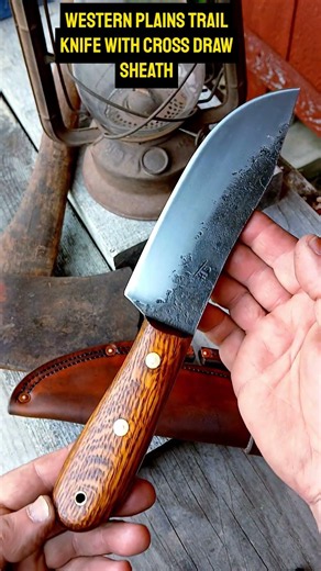 Western Plains Trail Knife With Antique Barn Wood Handle