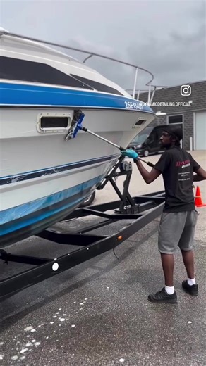 Full wash & wax for this customer’s boat! We also did a clean up of the cabin space to remove stains from the carpet floors. #toronto #detailersoftiktok #dynamicdetailing #boatdetailing #motivation