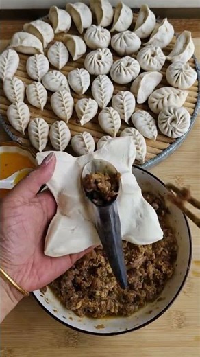 Easy Momos Art Tutorial #Shorts#dumpling #momos #dumplingart #dumplingfolding #foodart #cooking