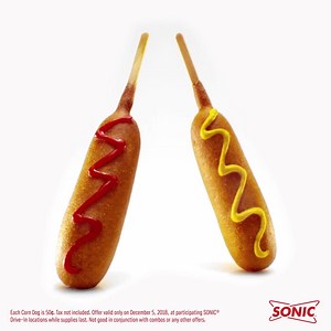 2.7K reactions · 2.4K shares | Everyone gets to celebrate 50¢ Corn Dogs ALL DAY long on Wednesday, December 5th! Skip the line, and order ahead in the SONIC app. | Sonic Drive-In | Facebook